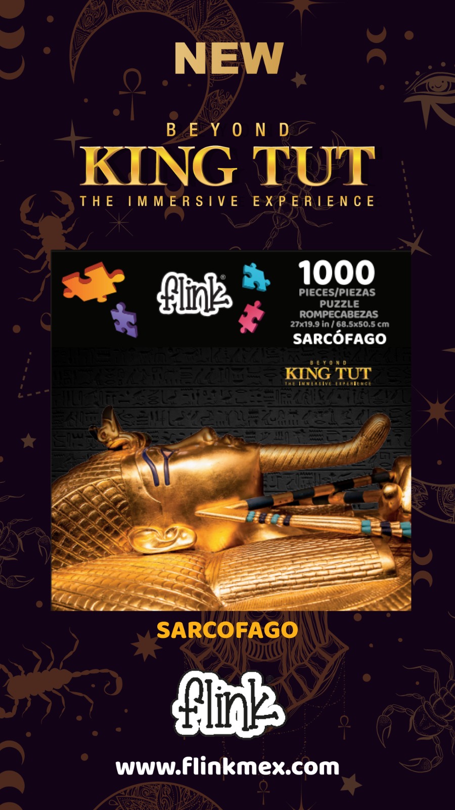 Rompecabezas Flink Metalizado King Tut Sarcófago 1000 Piezas