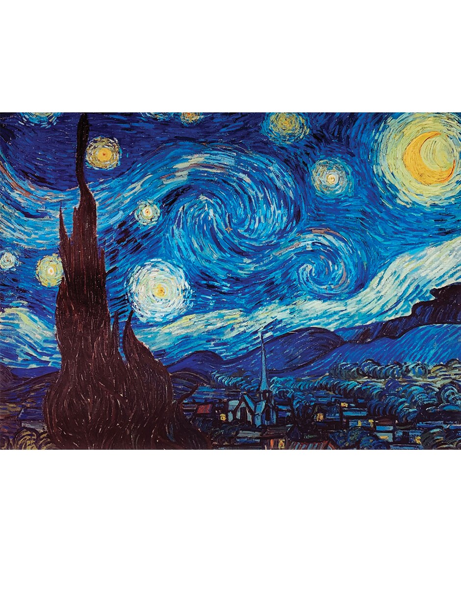 Rompecabezas Flink La Noche Estrellada de Van Gogh con Metalizado 90x60cm 1000 Piezas $380