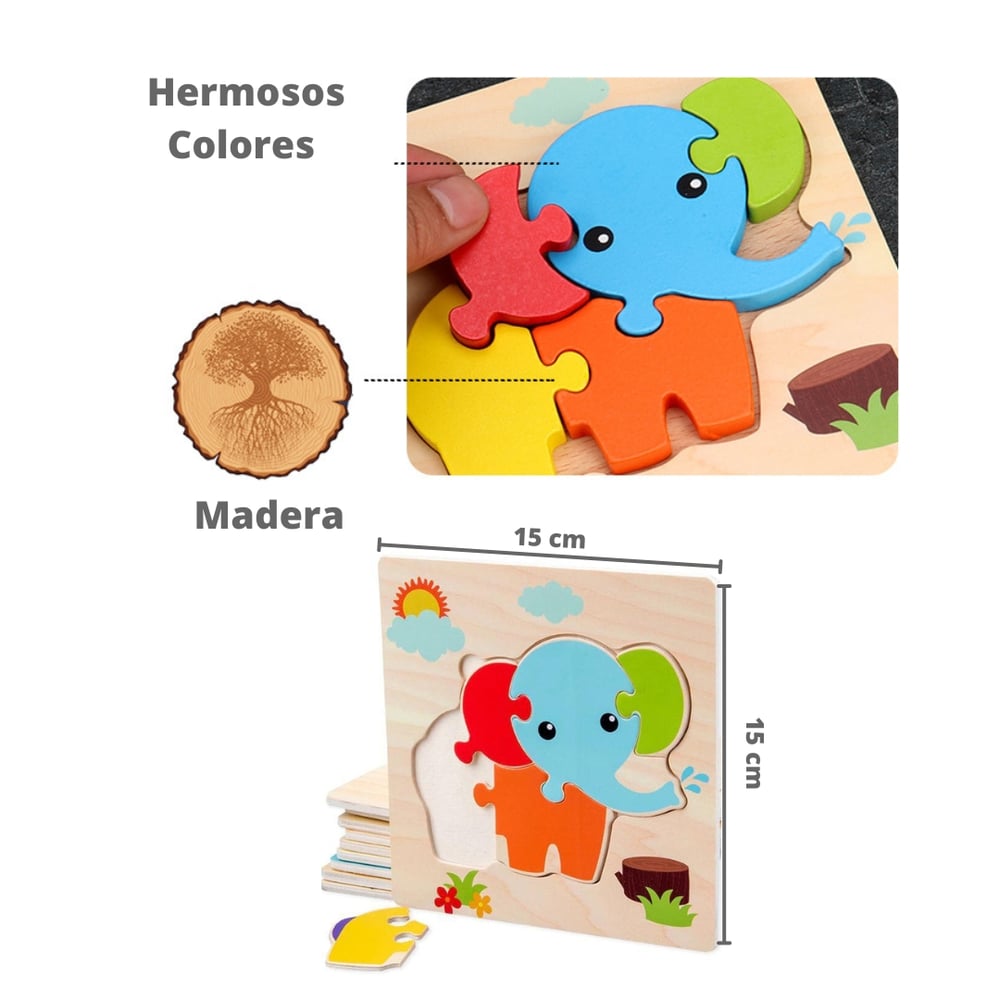 Foto 7 pulgar | Kit de Juguetes Educativos Montessori 6 Rompecabezas de Madera - Venta Internacional