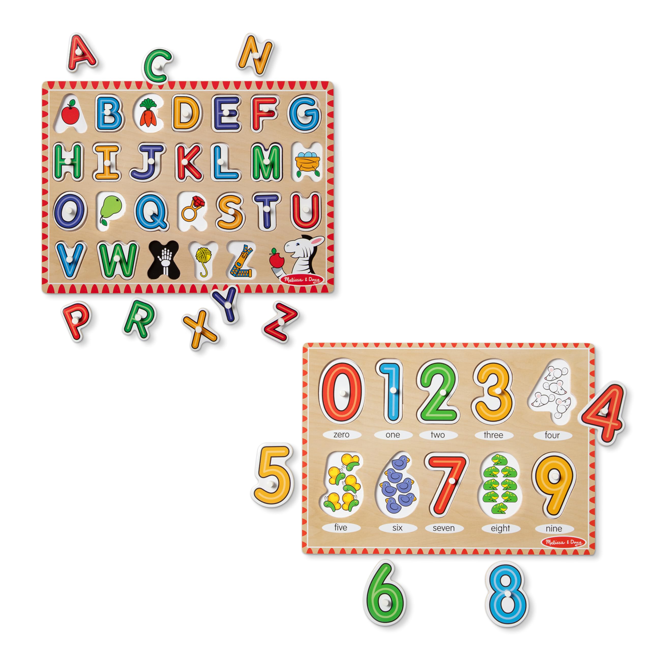 Puzzle Melissa & Doug Wooden Lift & See Peg Con El Alfabeto, Números - Venta Internacional.