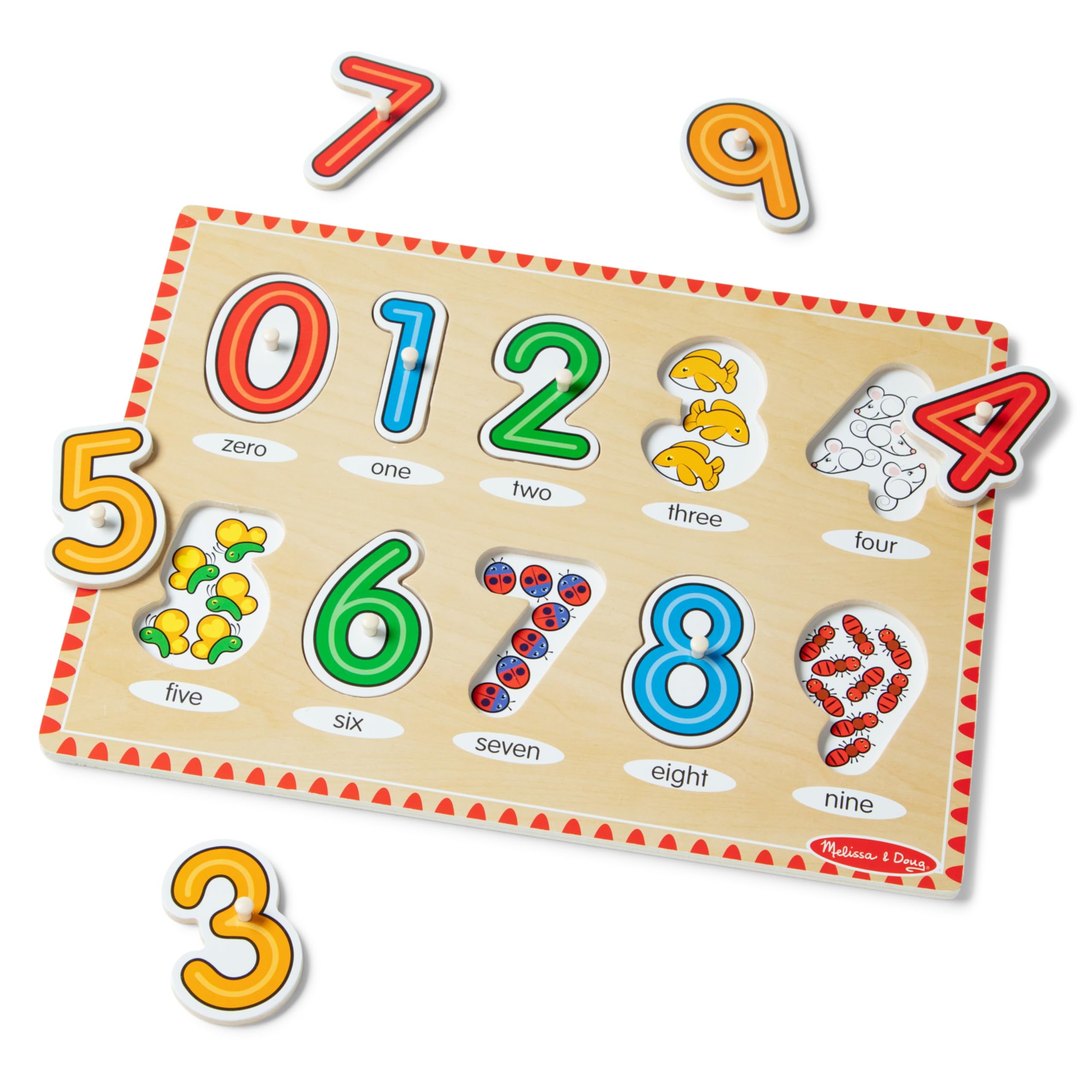 Foto 4 | Puzzle Melissa & Doug Wooden Lift & See Peg Con El Alfabeto, Números - Venta Internacional.