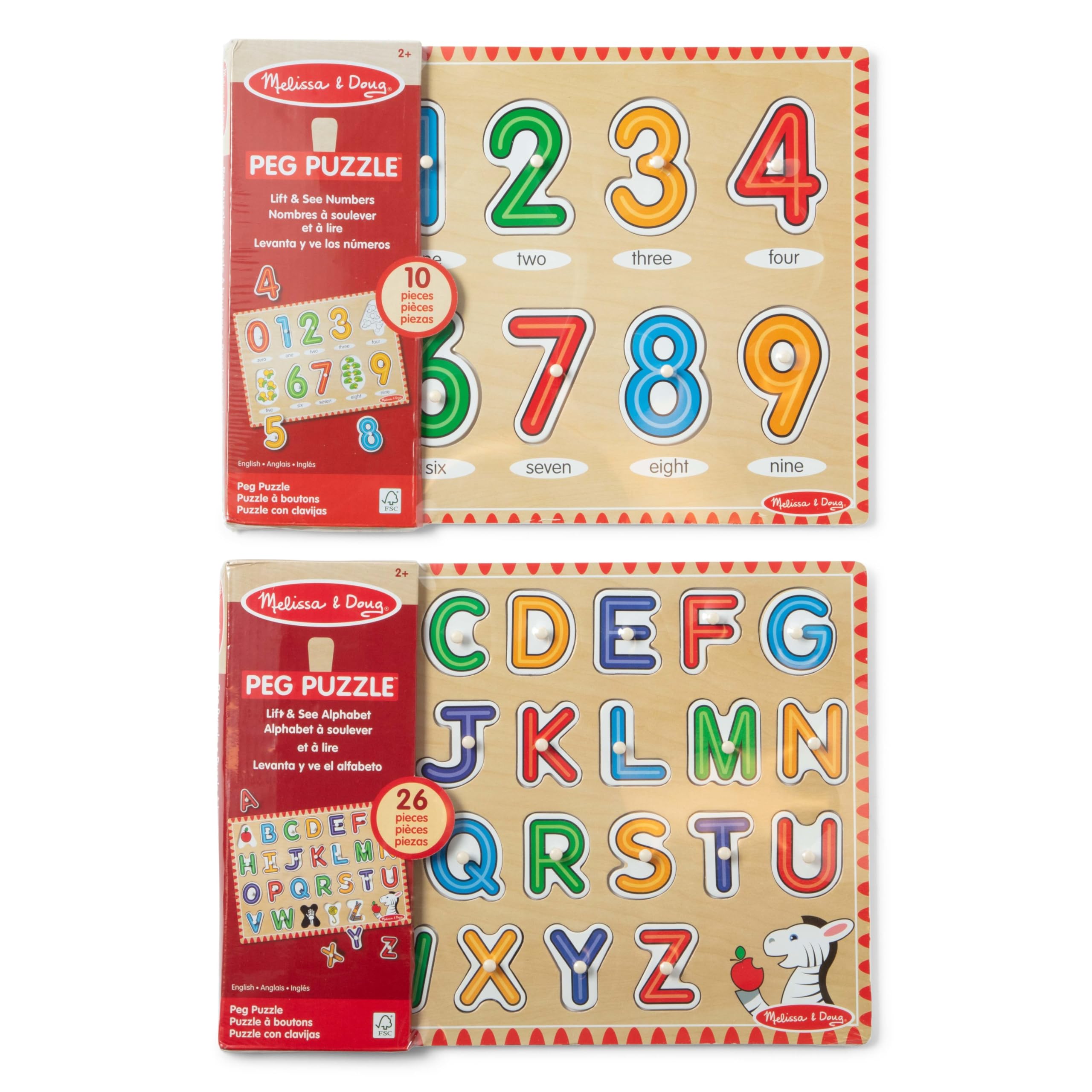 Foto 7 pulgar | Puzzle Melissa & Doug Wooden Lift & See Peg Con El Alfabeto, Números - Venta Internacional.