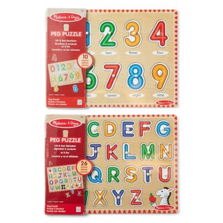 Foto 6 | Puzzle Melissa & Doug Wooden Lift & See Peg Con El Alfabeto, Números - Venta Internacional.
