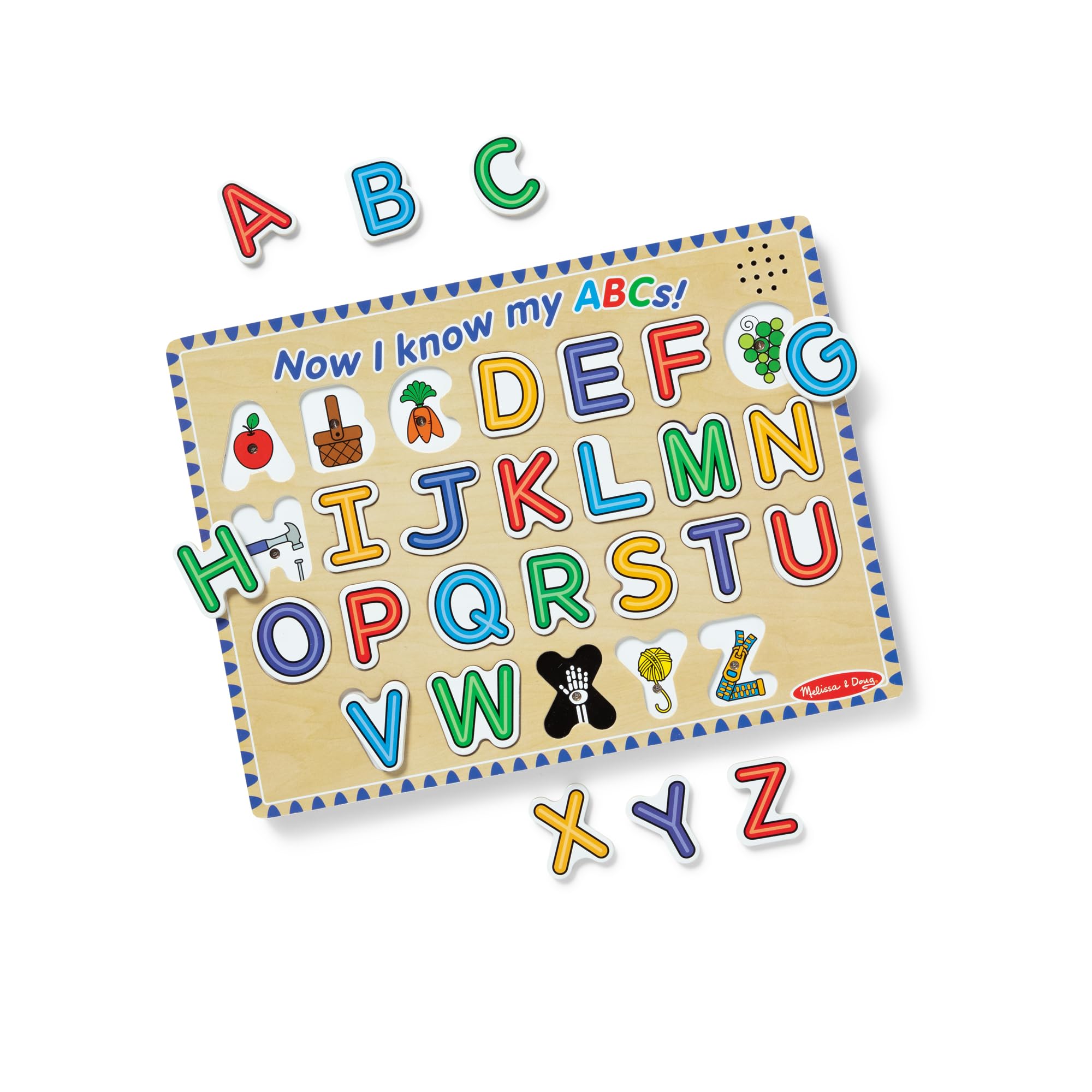 Puzzle Melissa & Doug Wooden Alphabet Sound 26 Piezas Con Certificado Fsc - Venta Internacional.