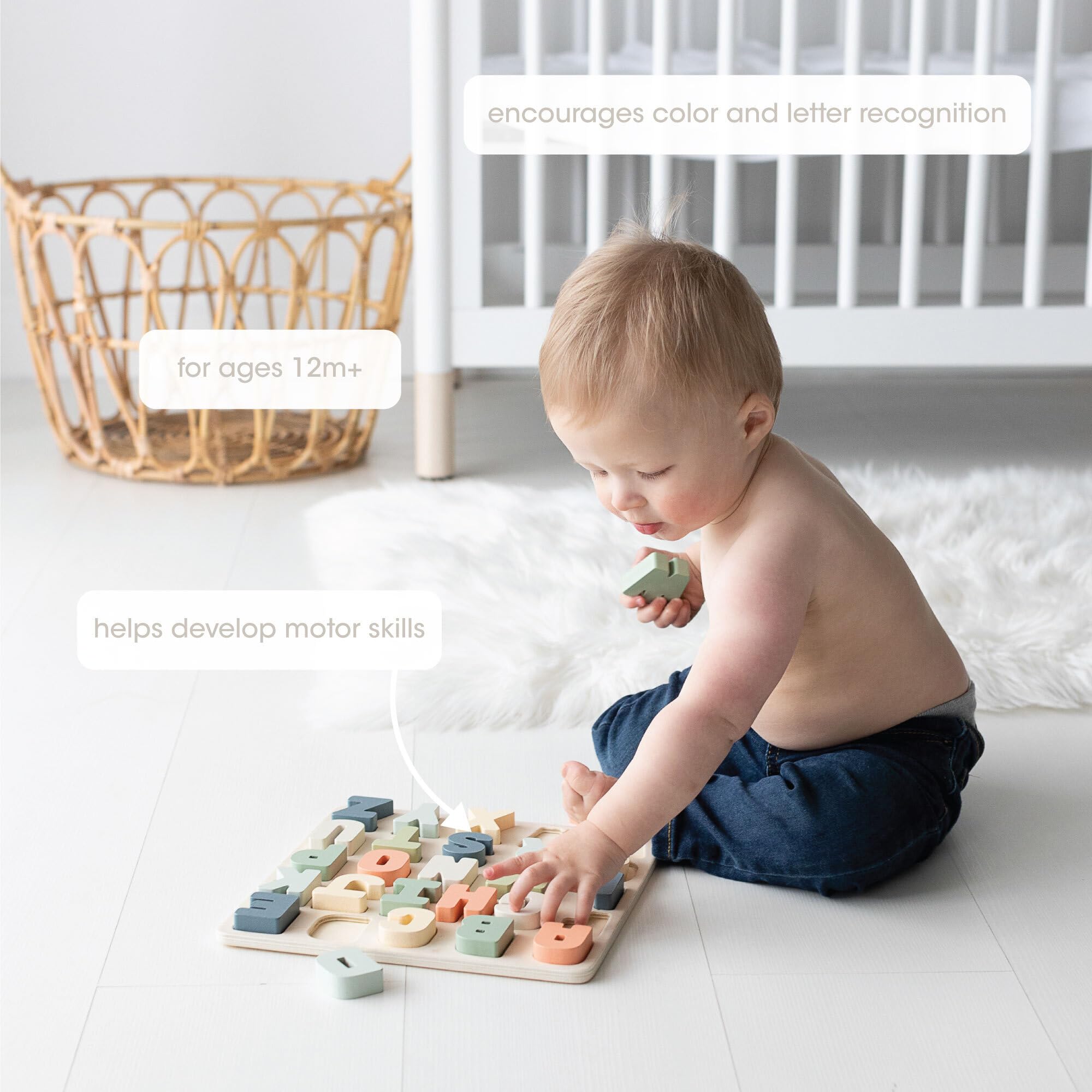Foto 4 pulgar | Rompecabezas De Madera Con Forma De Abecedario Con Forma De Pera Con Letras Abc Coloridas De 1 Año - Venta Internacion