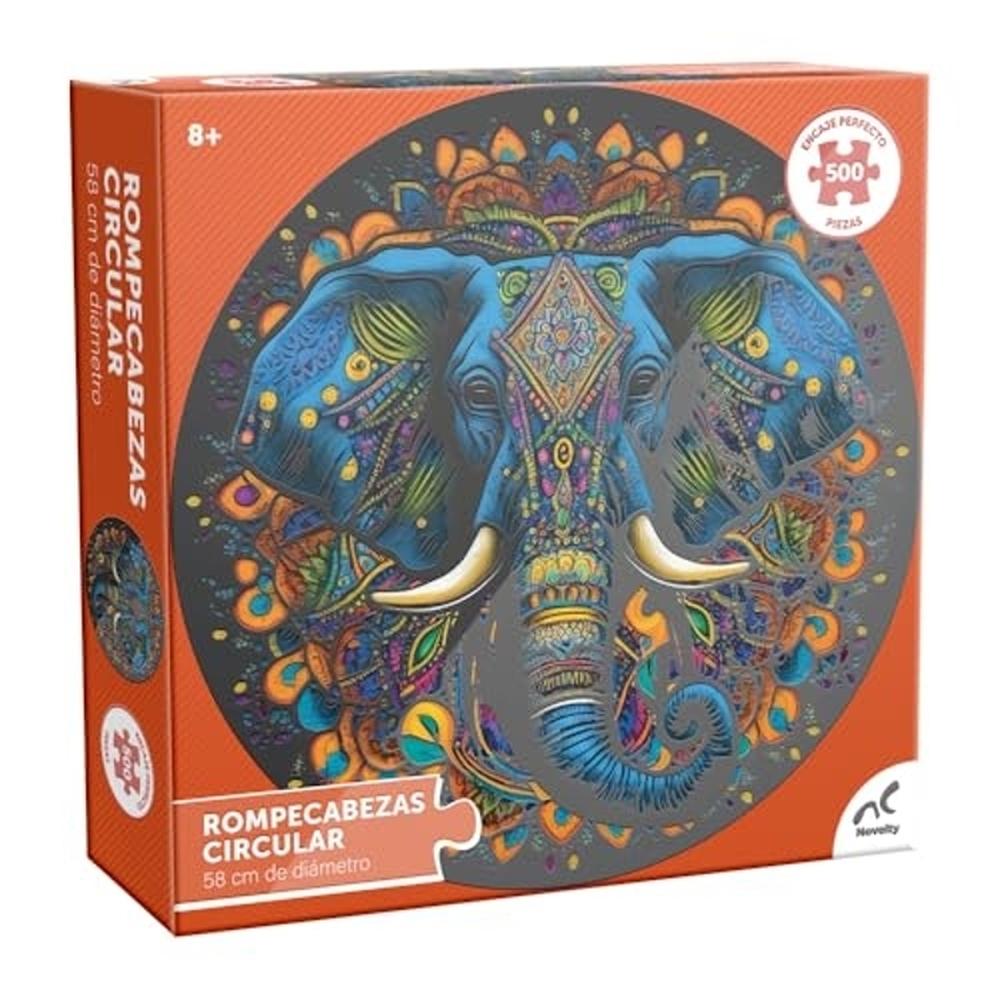 Rompecabezas Circular Barnizado Elefante Lion-Novelty 500 Piezas