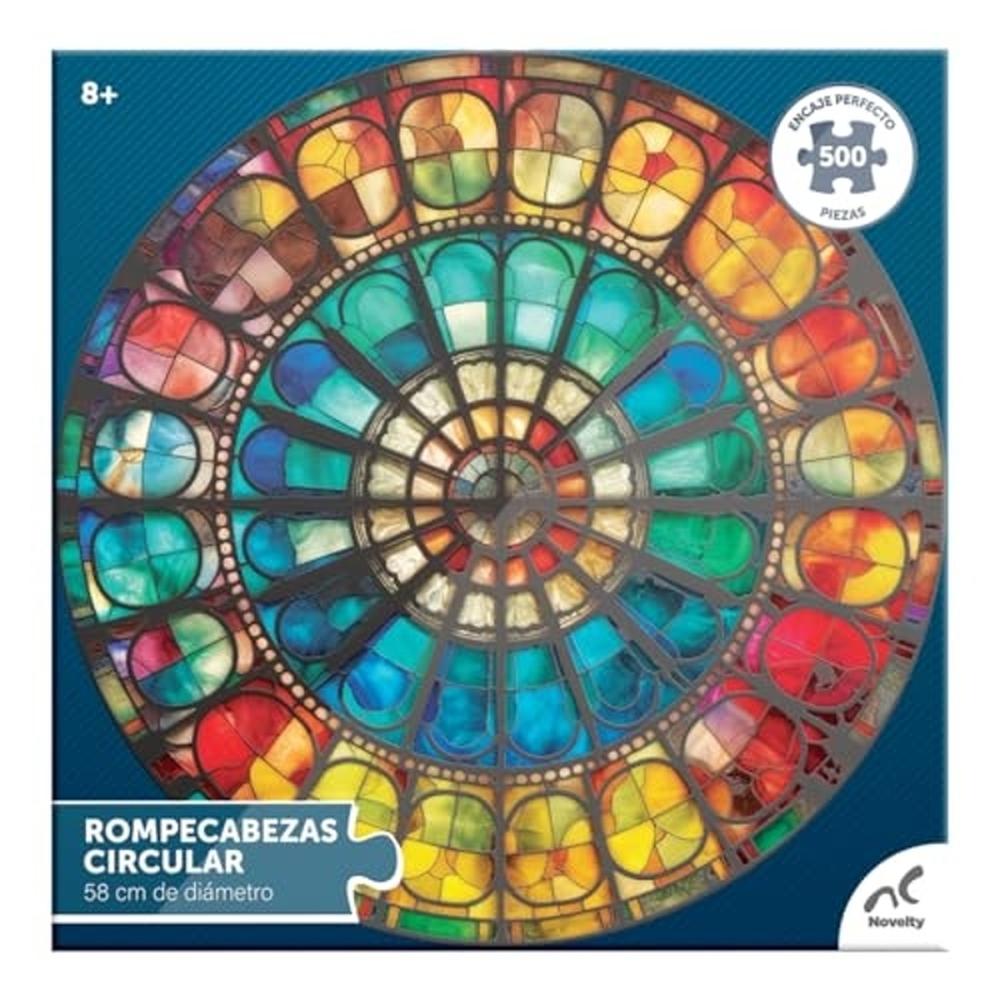 Foto 4 pulgar | Rompecabezas Circular Barnizado Vitral Lion-Novelty 500 Piezas