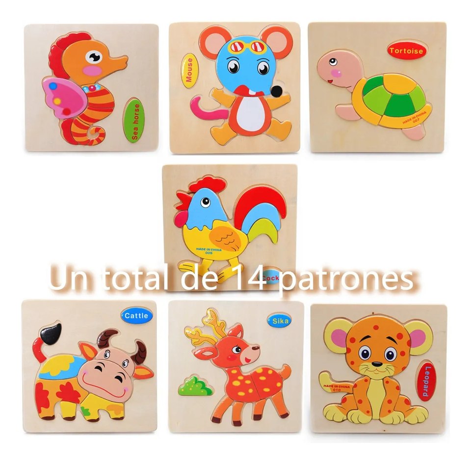 Foto 3 pulgar | 14 Rompecabezas Tucson  Figuras Surtidas Para Niños Pequeños Madera