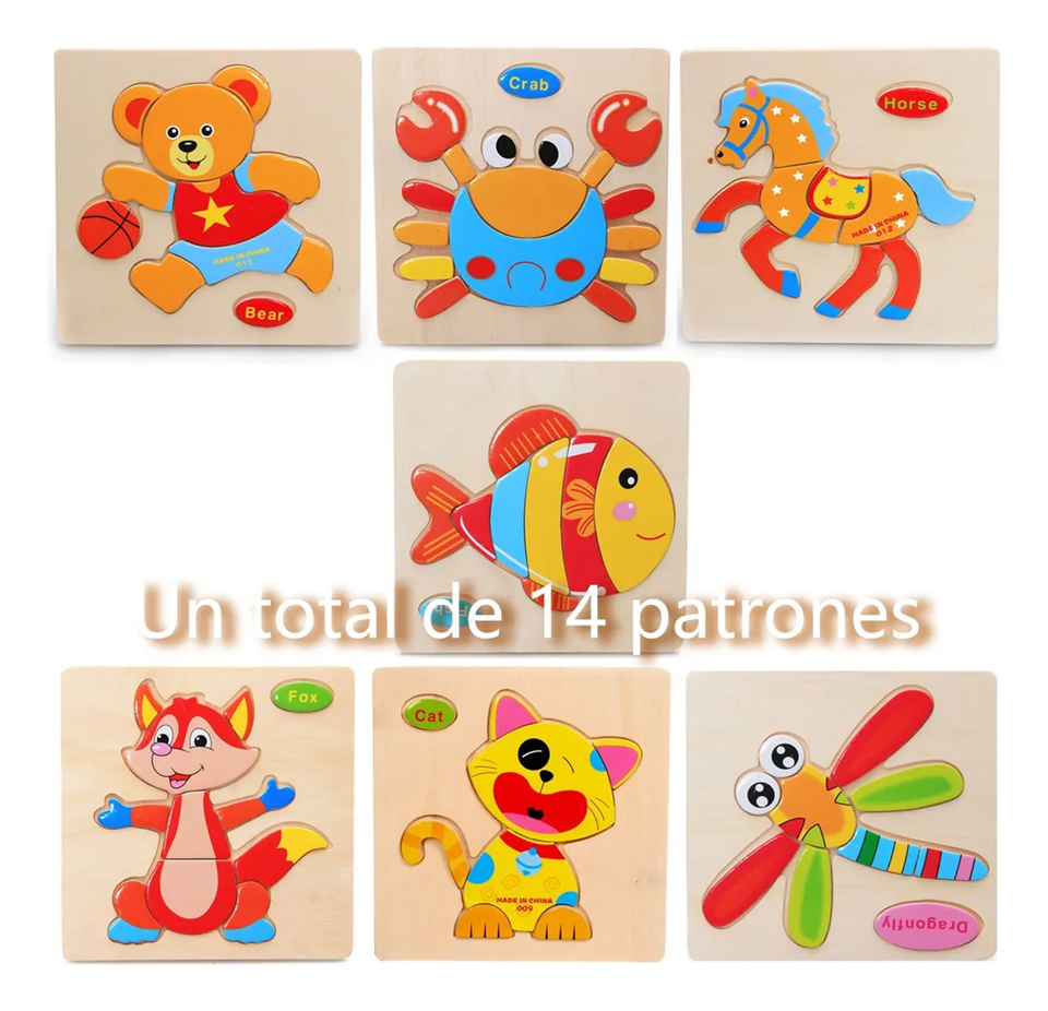 Foto 4 pulgar | 14 Rompecabezas Tucson  Figuras Surtidas Para Niños Pequeños Madera