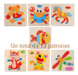 Foto 3 | 14 Rompecabezas Tucson Figuras Surtidas Para Niños Pequeños Madera