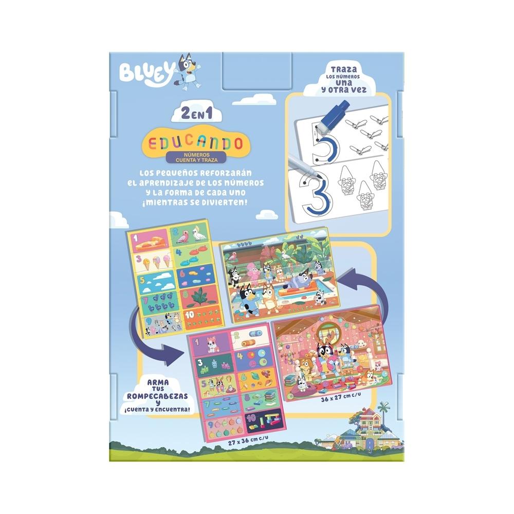 Foto 2 | Juego De Mesa Preescolar Infantil Educando Bluey. Cuenta Y Traza