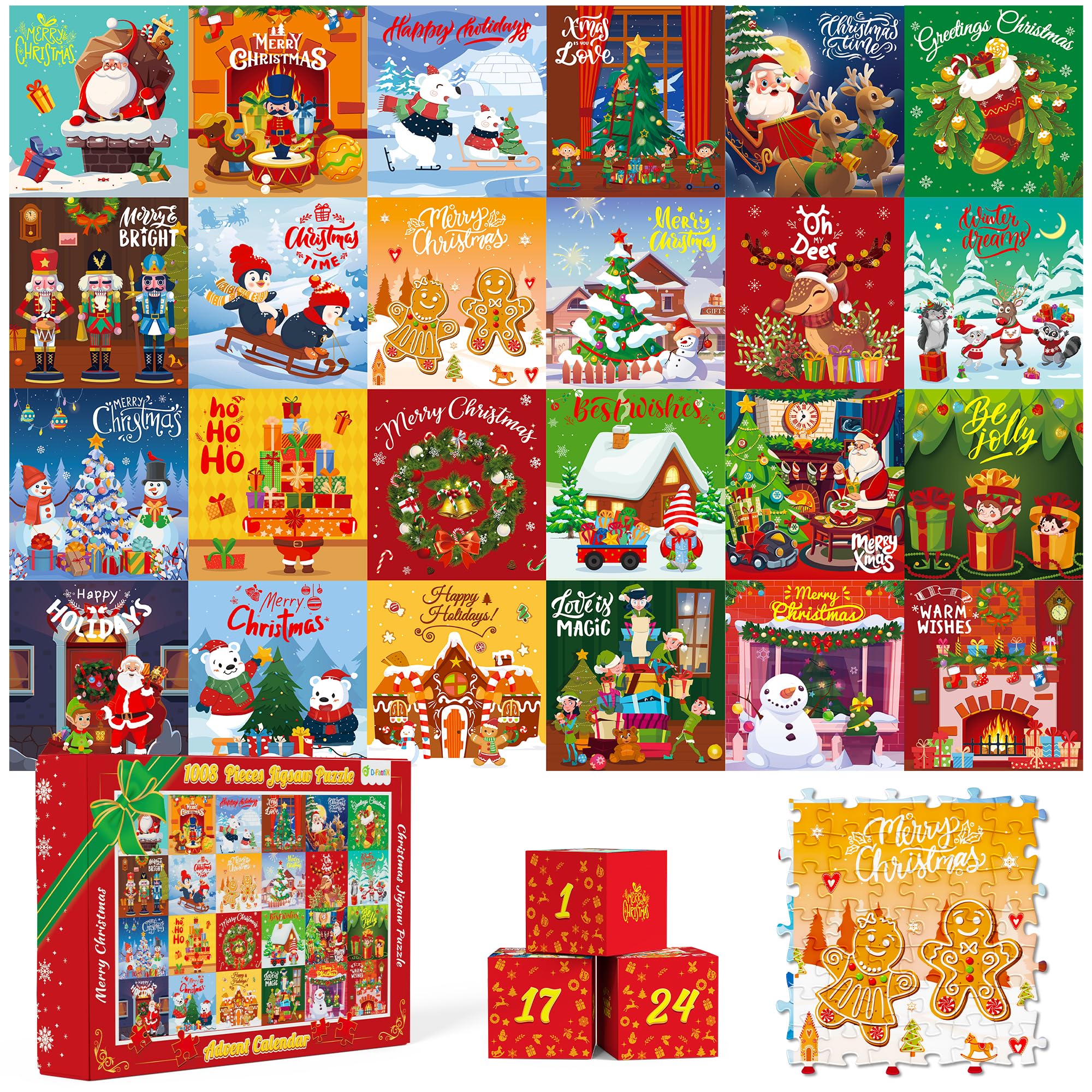 Foto 2 pulgar | Calendario De Adviento Con Forma De Rompecabezas D-fantix 2024, 1008 Piezas Para Niños Y Adultos - Venta Internacional.