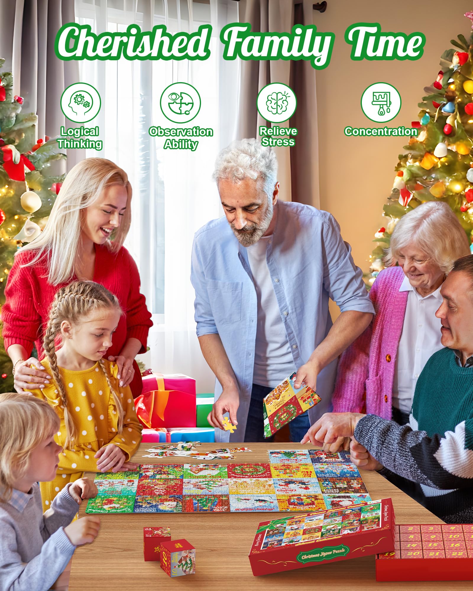 Foto 6 pulgar | Calendario De Adviento Con Forma De Rompecabezas D-fantix 2024, 1008 Piezas Para Niños Y Adultos - Venta Internacional.