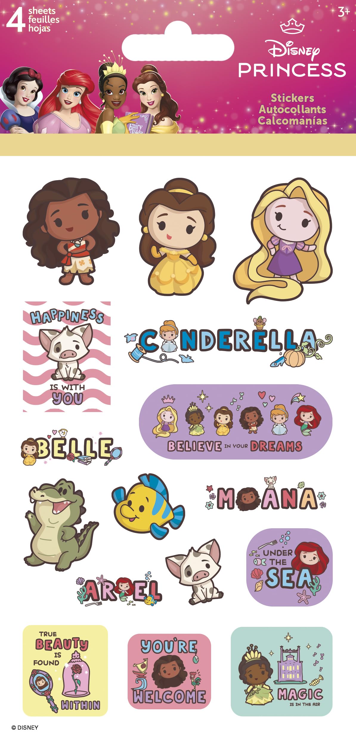 Foto 2 pulgar | Pegatinas Disney Princess Friends Are Family, 4 Hojas - Venta Internacional.