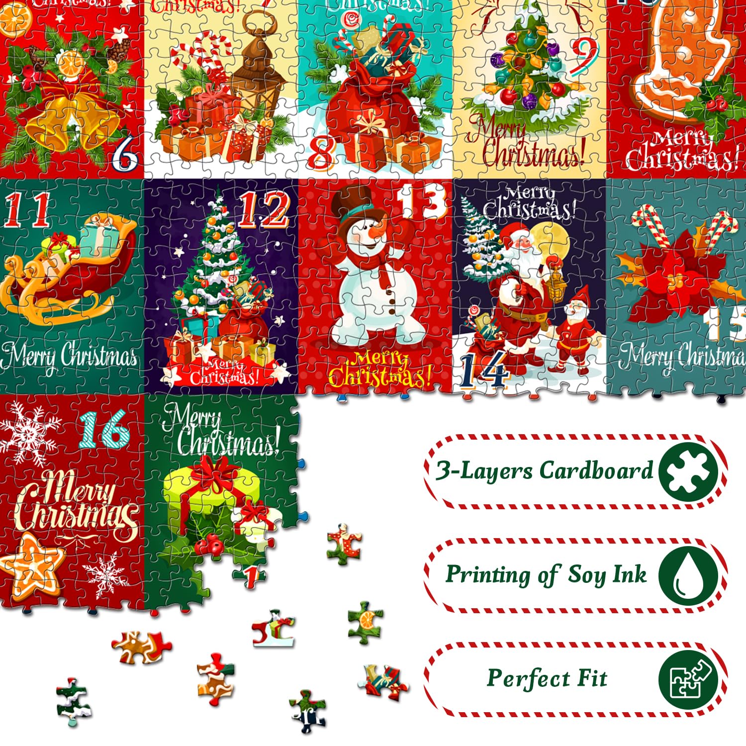 Foto 4 pulgar | Calendario De Adviento Pickforu 2024, Rompecabezas Navideños, 1000 Unidades - Venta Internacional.
