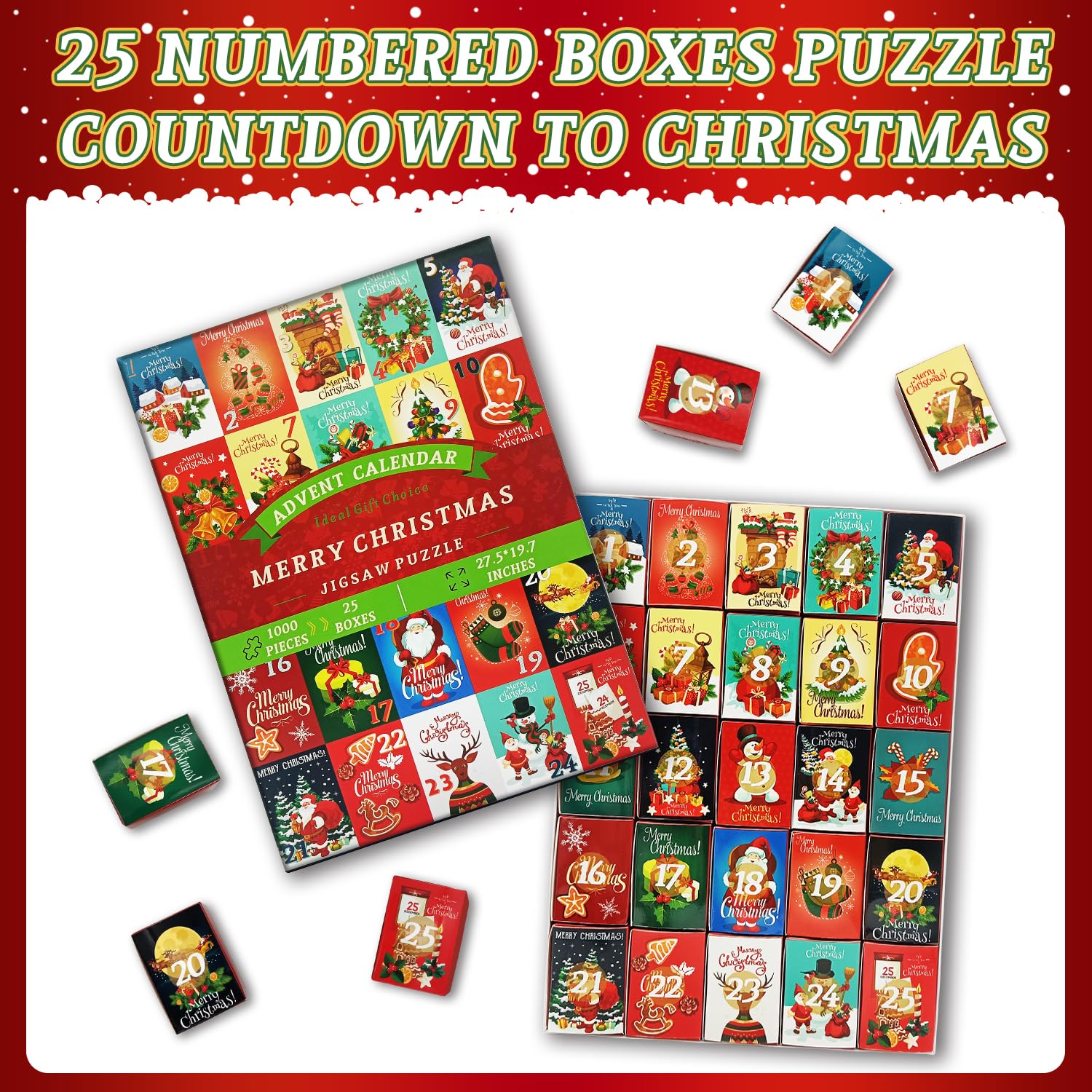 Foto 4 | Calendario De Adviento Pickforu 2024, Rompecabezas Navideños, 1000 Unidades - Venta Internacional.