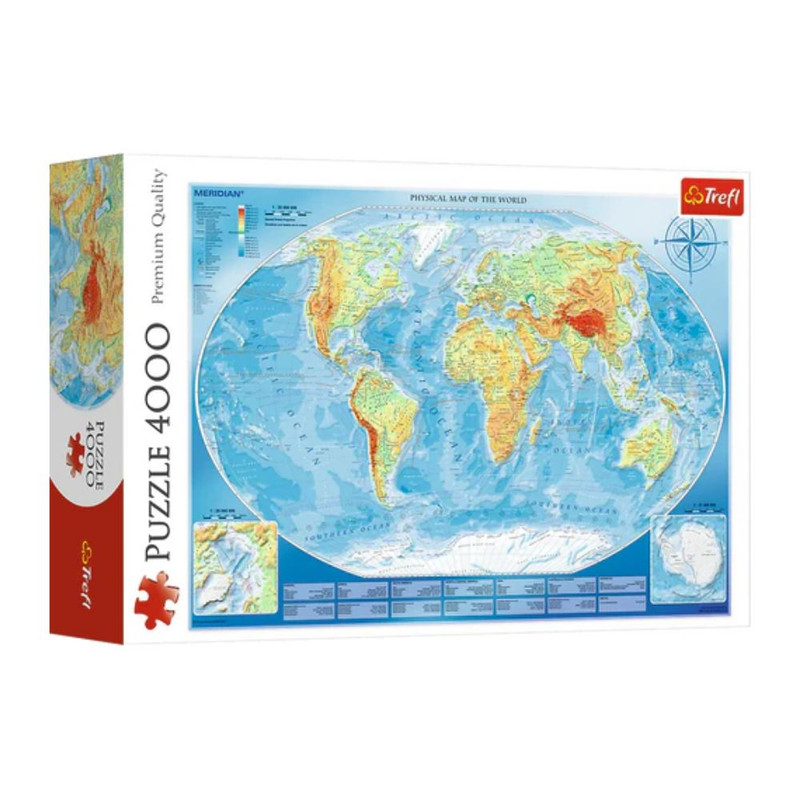 Foto 1 | Mapa Físico Del Mundo: Rompecabezas 1000 Piezas | Geografía Global Y Detalles Educativos | Trefl