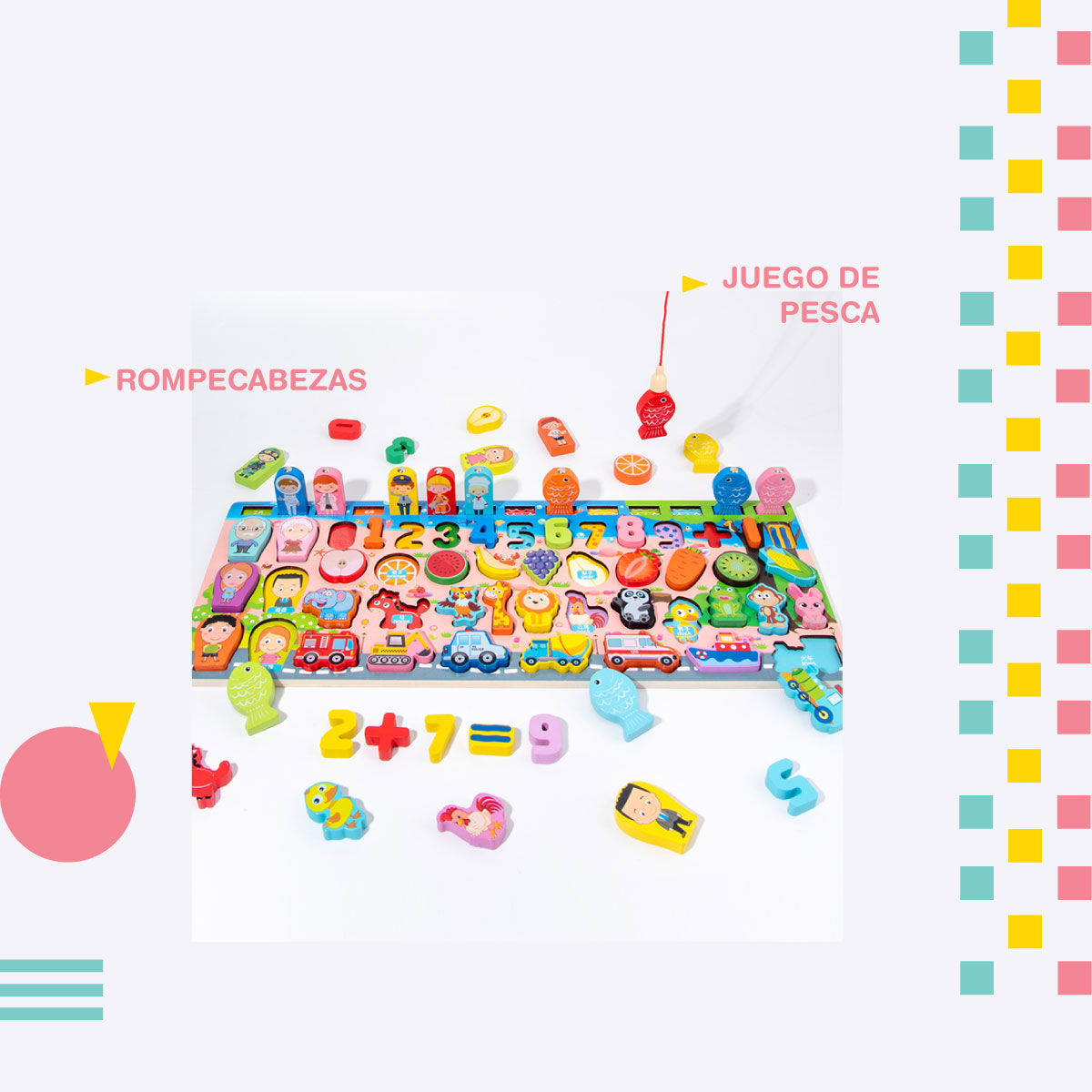 Foto 5 | Tablero Rompecabezas Sensorial Montessori Con Pesca Figuras