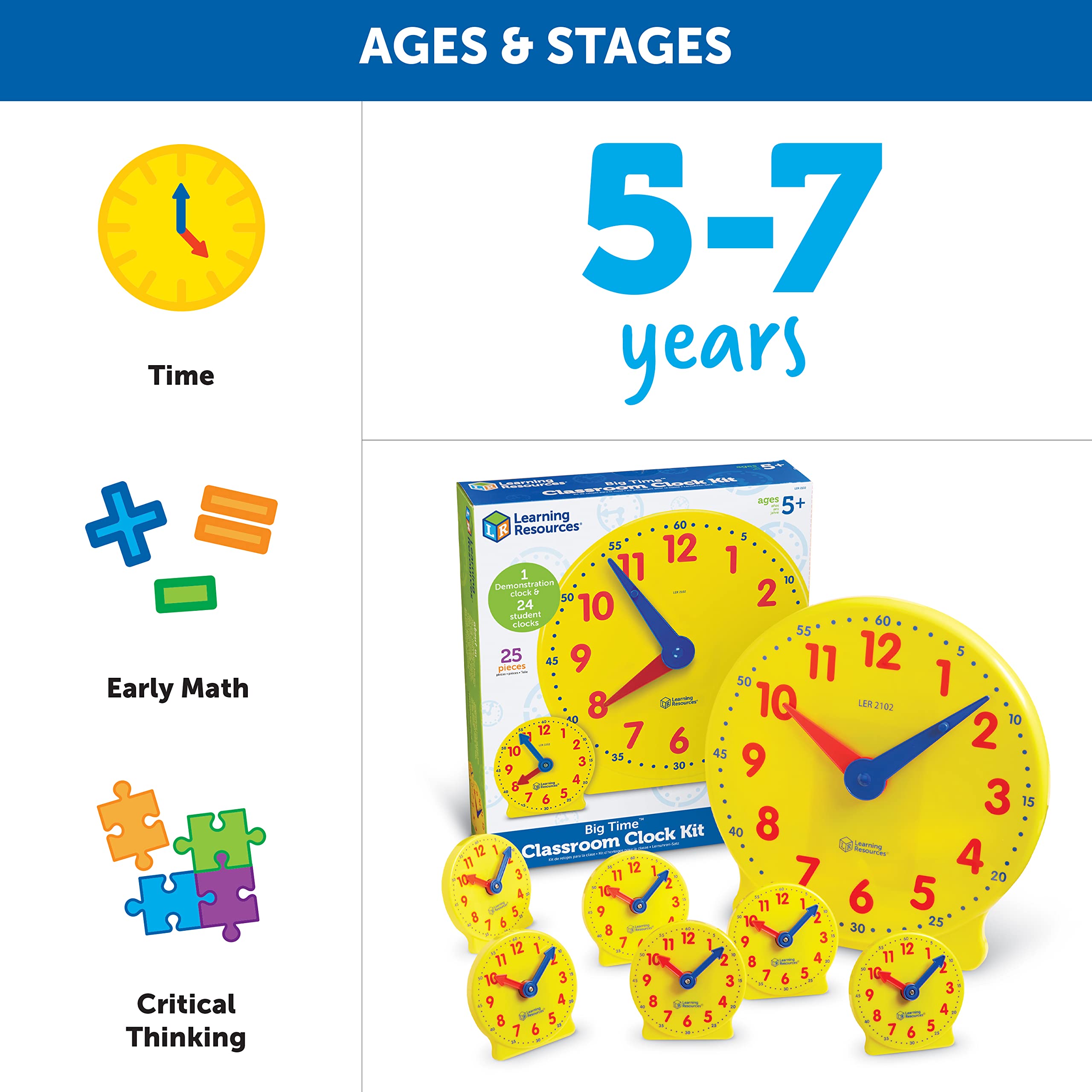 Foto 8 pulgar | Kit De Relojes Para El Aula, Recursos De Aprendizaje, 25 Piezas Para Mayores De 5 Años - Venta Internacional.