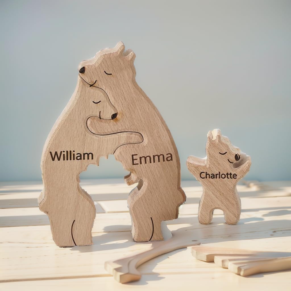 Foto 7 pulgar | Puzle De Oso De Madera Personalizado Con 2 A 8 Apellidos Grabados - Venta Internacional.