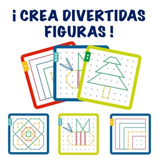 Foto 2 | Tablero Didáctico De Madera Para Hacer Figuras Con Ligas. Geoplano De Madera Con Tarjetas De Desafío Magicamente