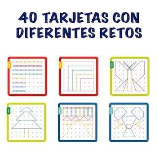 Foto 7 | Tablero Didáctico De Madera Para Hacer Figuras Con Ligas. Geoplano De Madera Con Tarjetas De Desafío Magicamente