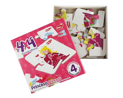 Foto 3 | Rompecabezas Didáctico Diako 4x4 Princesas Color Rosa Con 4 Diseños Diferentes