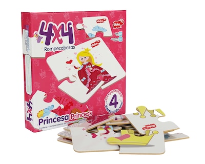 Foto 4 | Rompecabezas Didáctico Diako 4x4 Princesas Color Rosa Con 4 Diseños Diferentes