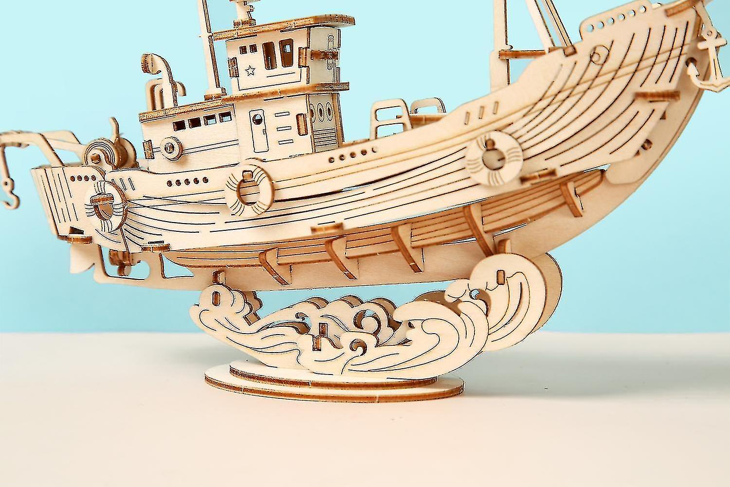 Foto 4 pulgar | Juegos De Rompecabezas De Madera En 3d, Maquetas De Barcos Y Barcos De Pesca - Venta Internacional.