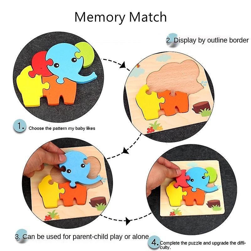 Foto 6 pulgar | Juguete Educativo De Madera Con Forma De Tablero De Rompecabezas Para Niños De 1 A 3 Años - Venta Internacional.