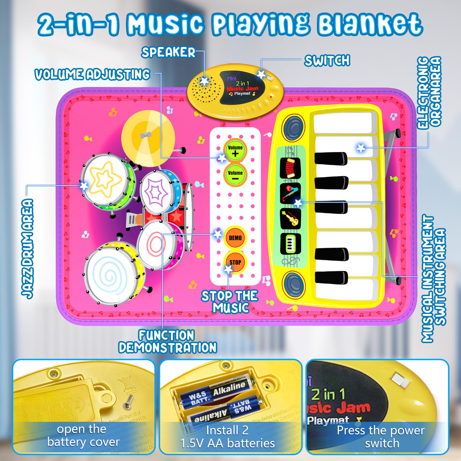 Foto 3 pulgar | Venta Internacional - Set De Piano, Teclado Y Batería 2 En 1 Musical Mat Toys Oripira