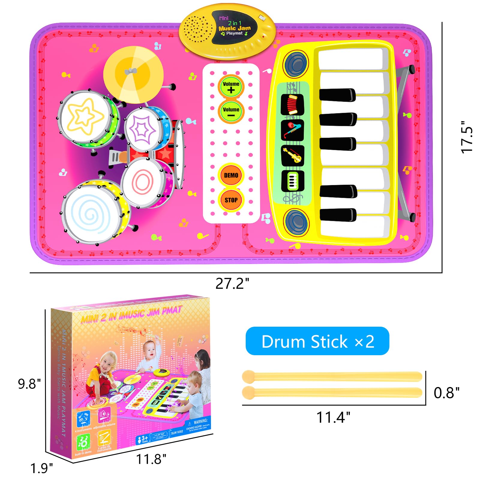 Foto 8 pulgar | Venta Internacional - Set De Piano, Teclado Y Batería 2 En 1 Musical Mat Toys Oripira