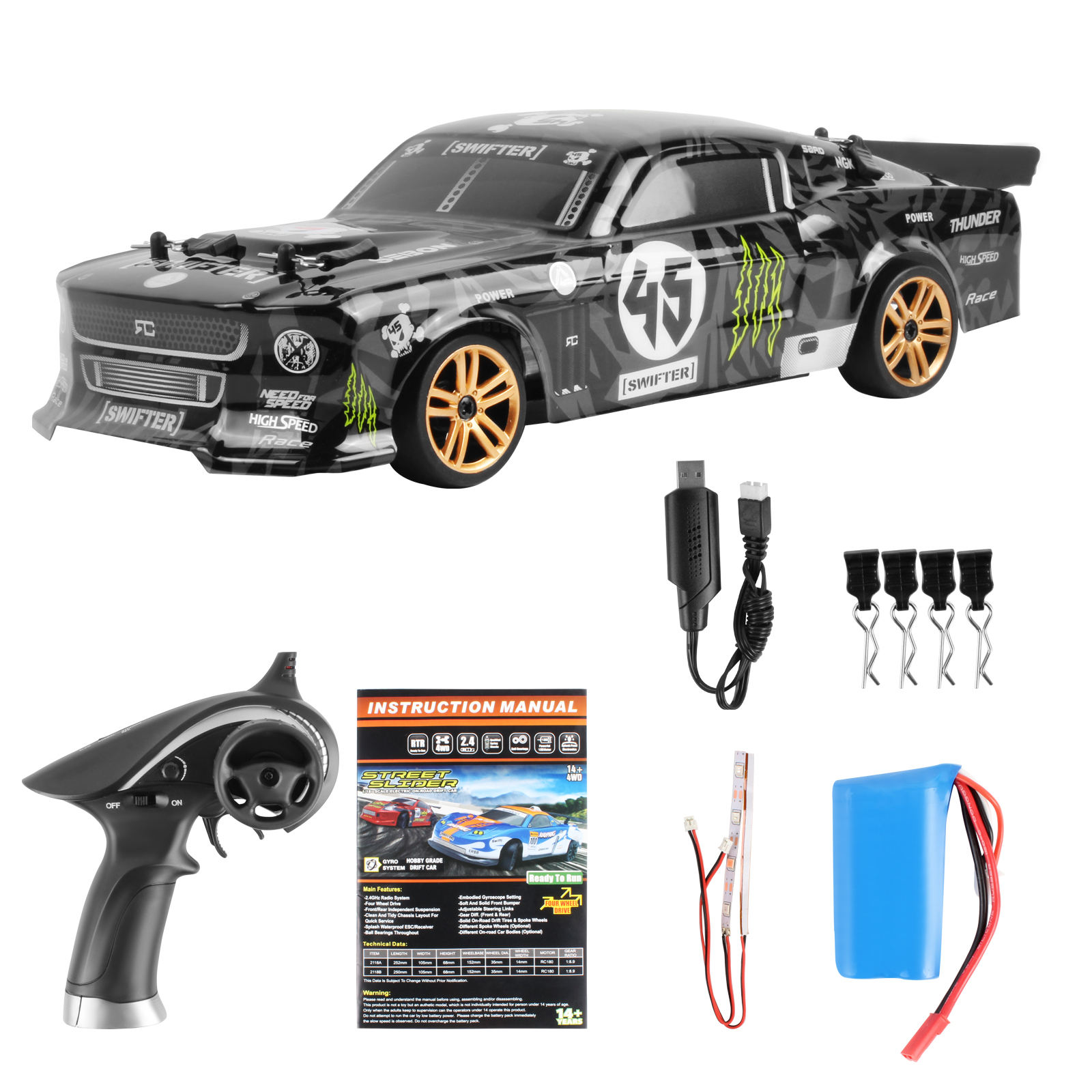 Coche a Control Remoto Haiboxing 2188a 1:18 Drift Mustang - Venta Internacional