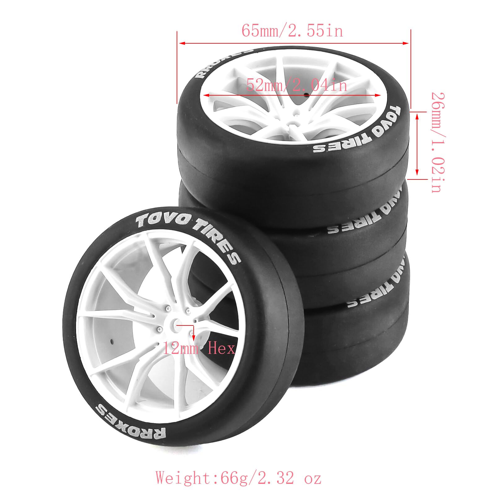 Foto 2 | Neumáticos para 1/10 Road Drift Car Lifehead 65 Mm - Venta Internacional