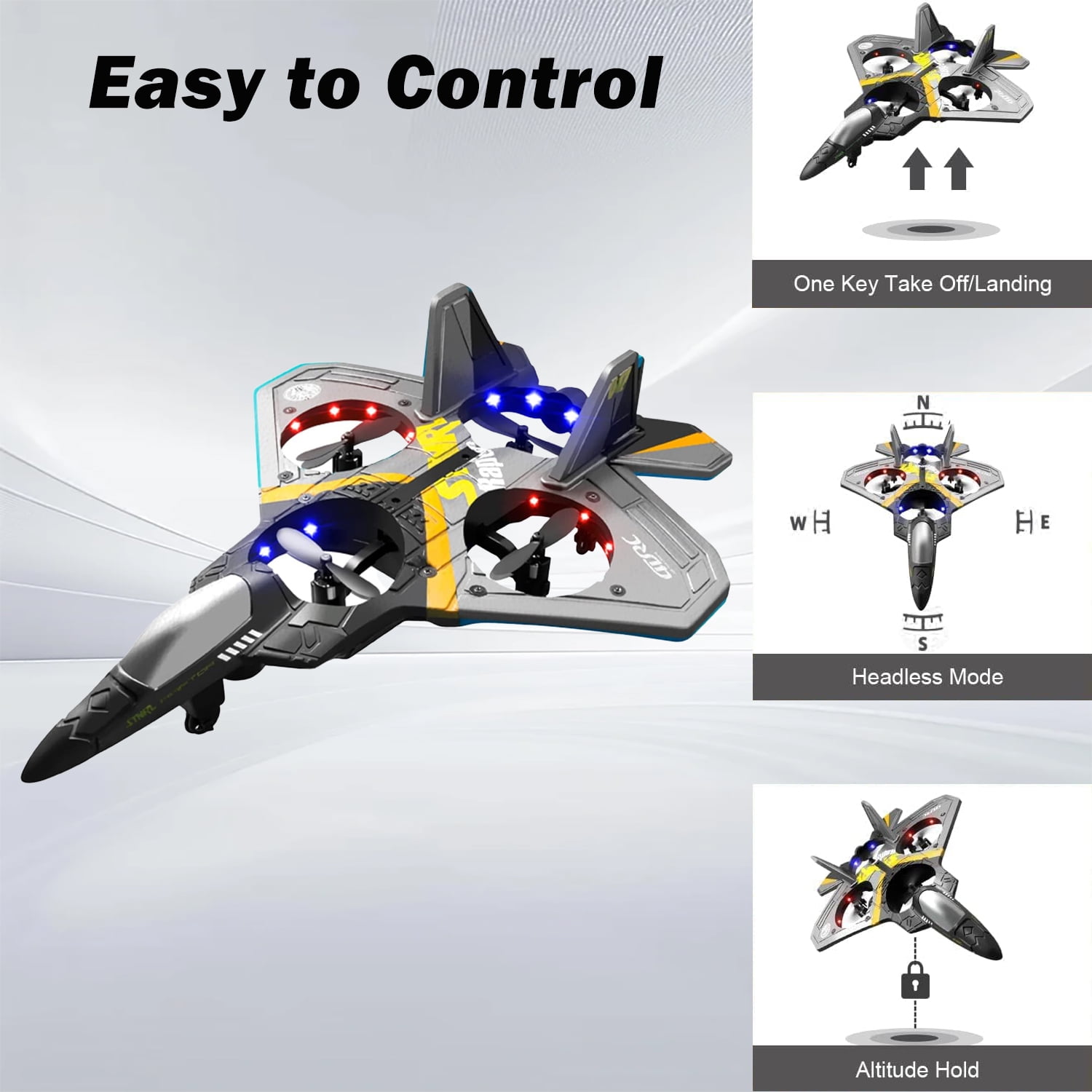 Foto 3 pulgar | Avión RC con Detección de Gravedad y Control Remoto con Led - Venta Internacional