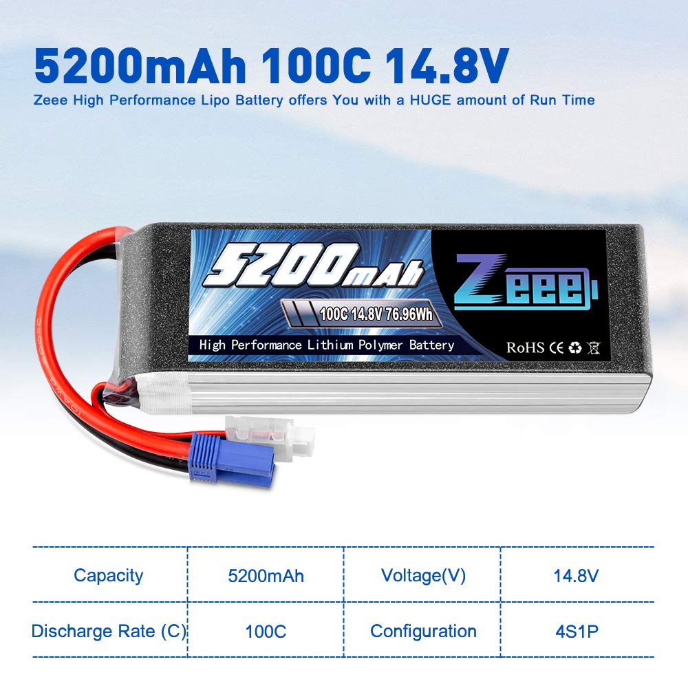 Foto 3 pulgar | Batería Lipo Zeee De 14,8 V, 5200 Mah, 100 V, Con Enchufe Ec5 Soft C - Venta Internacional.