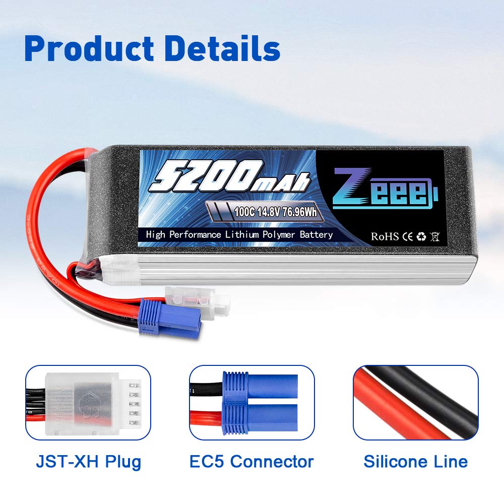 Foto 3 | Batería Lipo Zeee De 14,8 V, 5200 Mah, 100 V, Con Enchufe Ec5 Soft C - Venta Internacional.