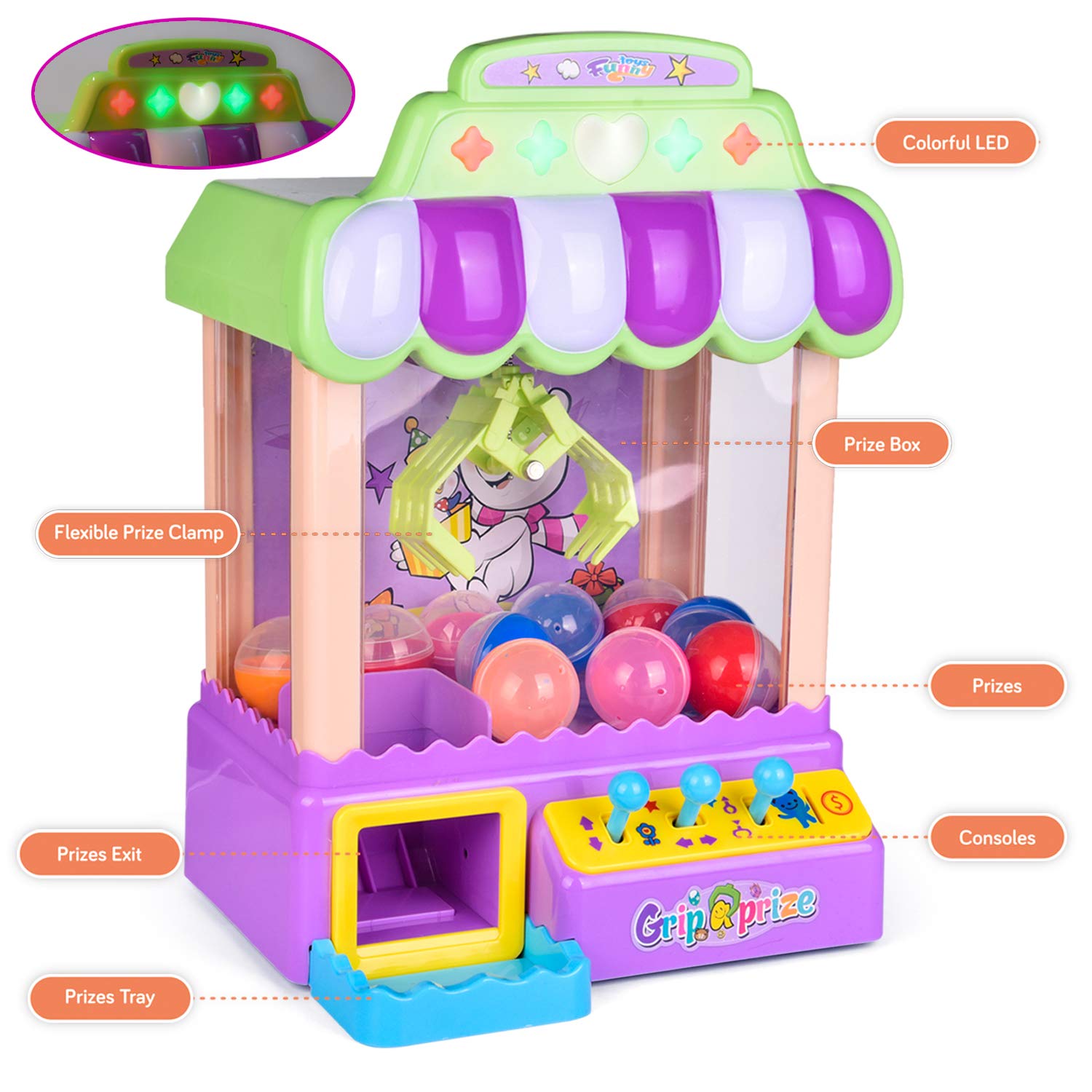 Foto 3 pulgar | Minijuego Claw Machine Fun Little Toys Con Luz Y Sonido Para Niños - Venta Internacional.