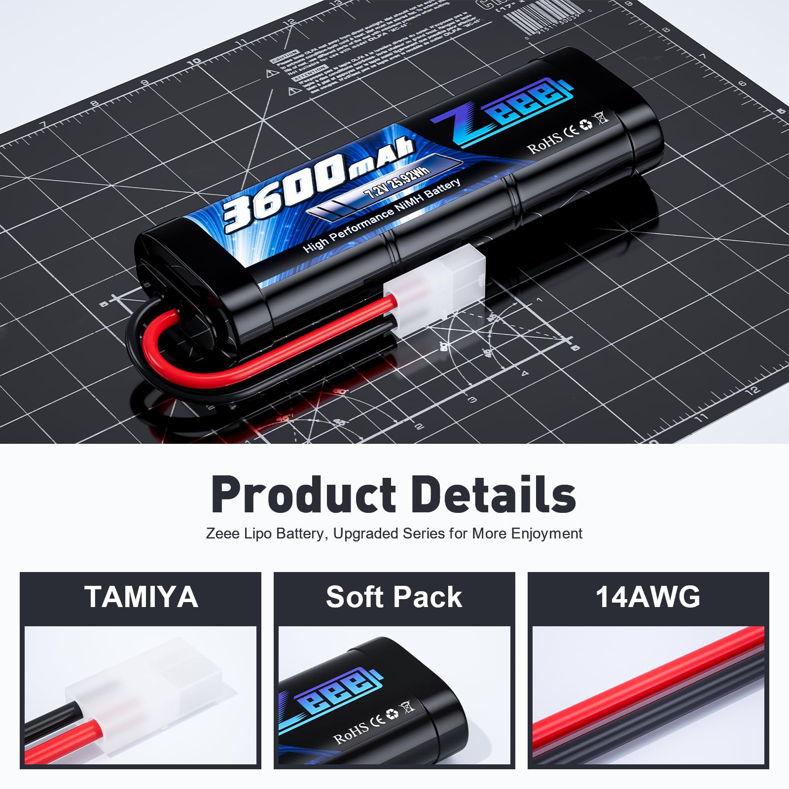 Foto 4 pulgar | Batería Rc Zeee De 7,2 V 3600 Mah Nimh Con Enchufe Tamiya Para Coche Rc - Venta Internacional.