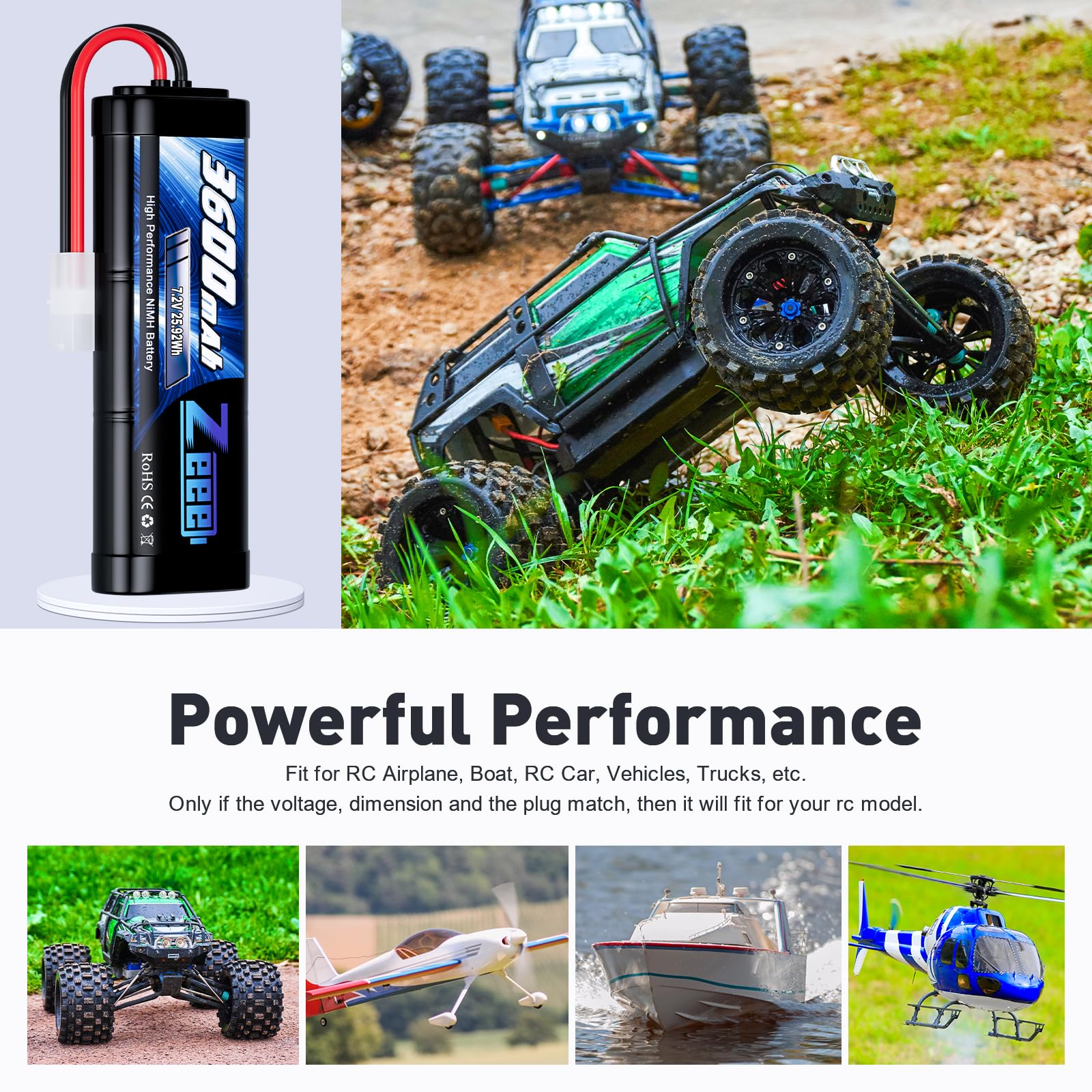 Foto 6 pulgar | Batería Rc Zeee De 7,2 V 3600 Mah Nimh Con Enchufe Tamiya Para Coche Rc - Venta Internacional.