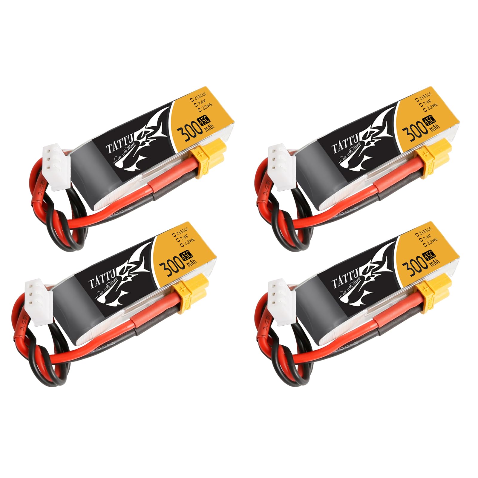 Foto 2 pulgar | Paquete De Baterías Lipo Tattu 7.4 V 300 Mah 2s 45c Con Enchufe Xt30 - Venta Internacional.