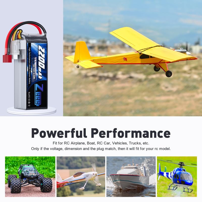 Foto 5 | Batería Lipo Zeee Power 2200 Mah 14,8 V 50 V 4 W Con Deans T - Venta Internacional.