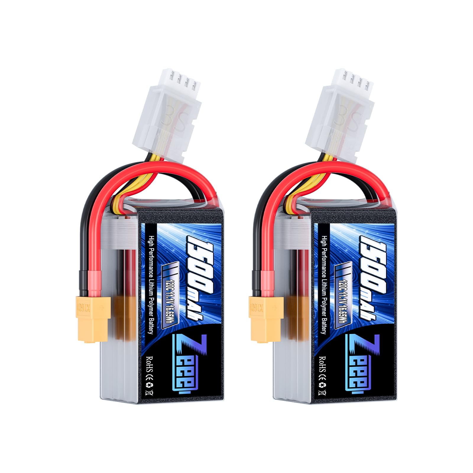 Foto 2 pulgar | Batería Lipo Zeee 11,1 V 1500 Mah 120 V 3s Con Enchufe Xt60 (paquete De 2) - Venta Internacional.