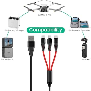 Foto 2 | Cable De Carga Rápida Charger 3 En 1 De 3 A Para Drones Dji Y Accesorios - Venta Internacional.