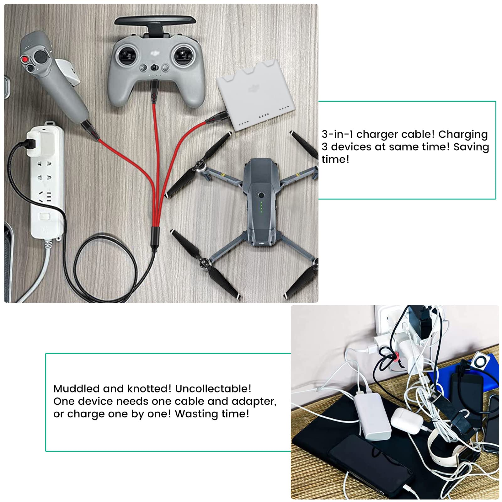 Foto 4 pulgar | Cable De Carga Rápida Charger 3 En 1 De 3 A Para Drones Dji Y Accesorios - Venta Internacional.