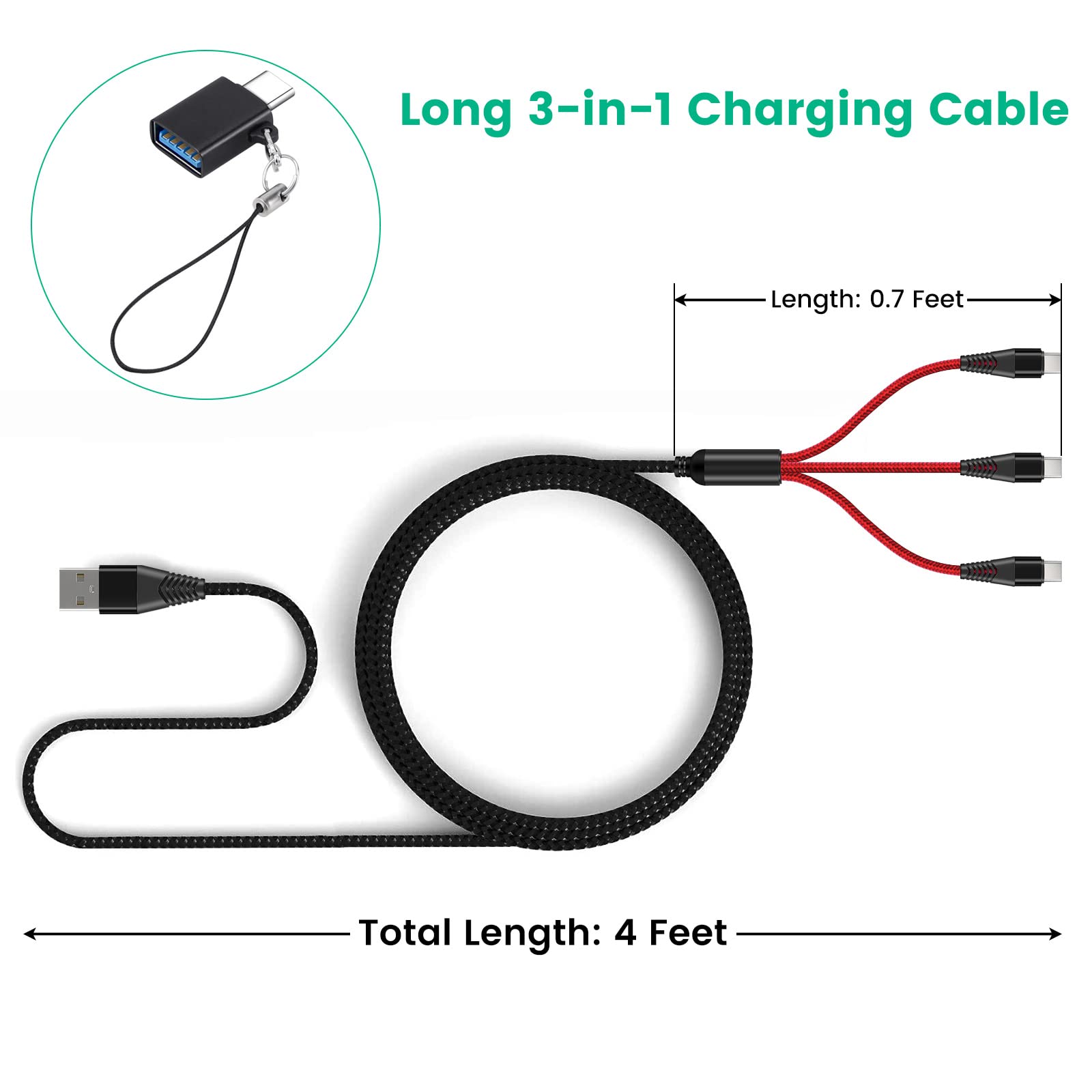 Foto 7 | Cable De Carga Rápida Charger 3 En 1 De 3 A Para Drones Dji Y Accesorios - Venta Internacional.