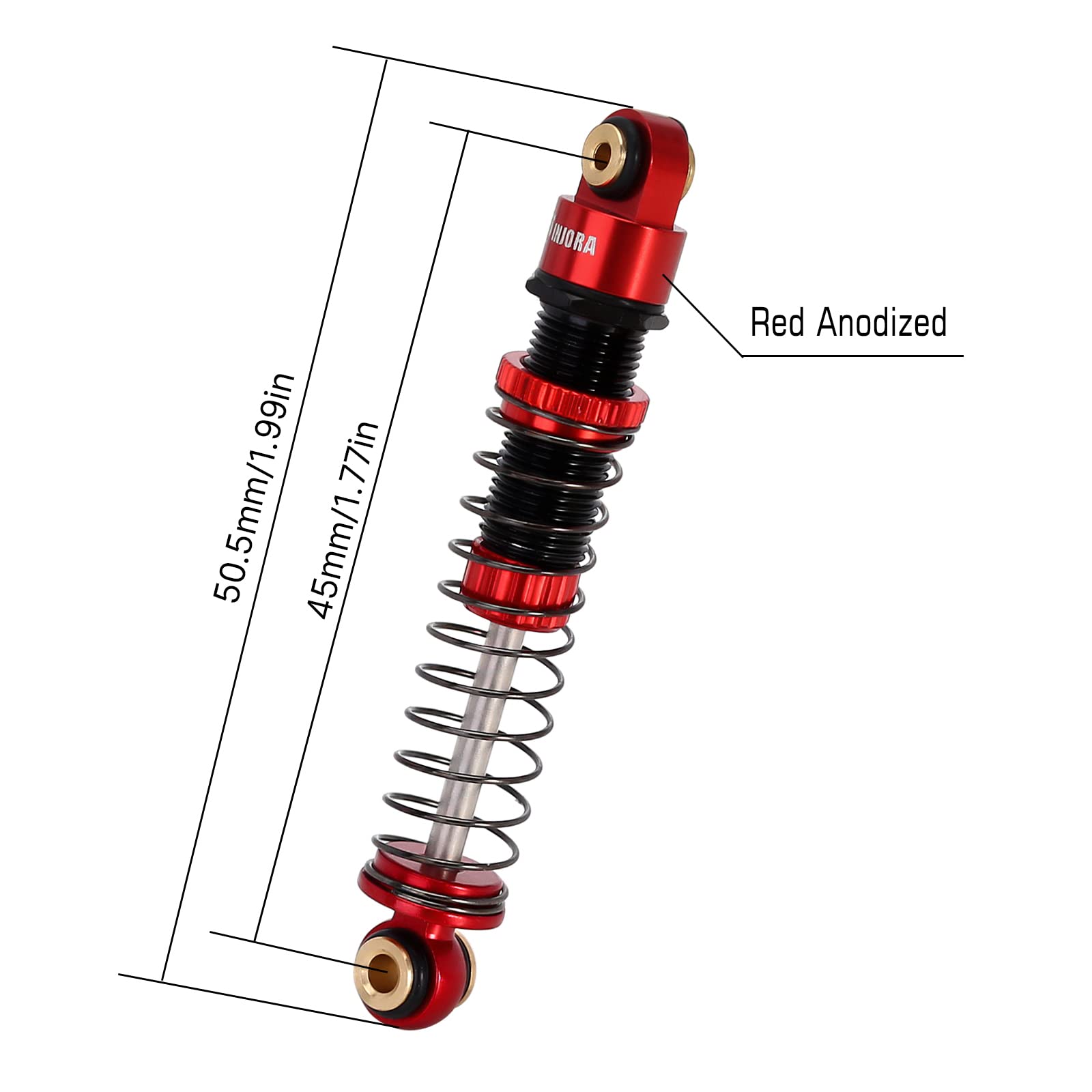 Foto 4 pulgar | Amortiguador Injora 45mm De Aluminio Para Fms Fcx24 1/24 Rc Rojo - Venta Internacional.