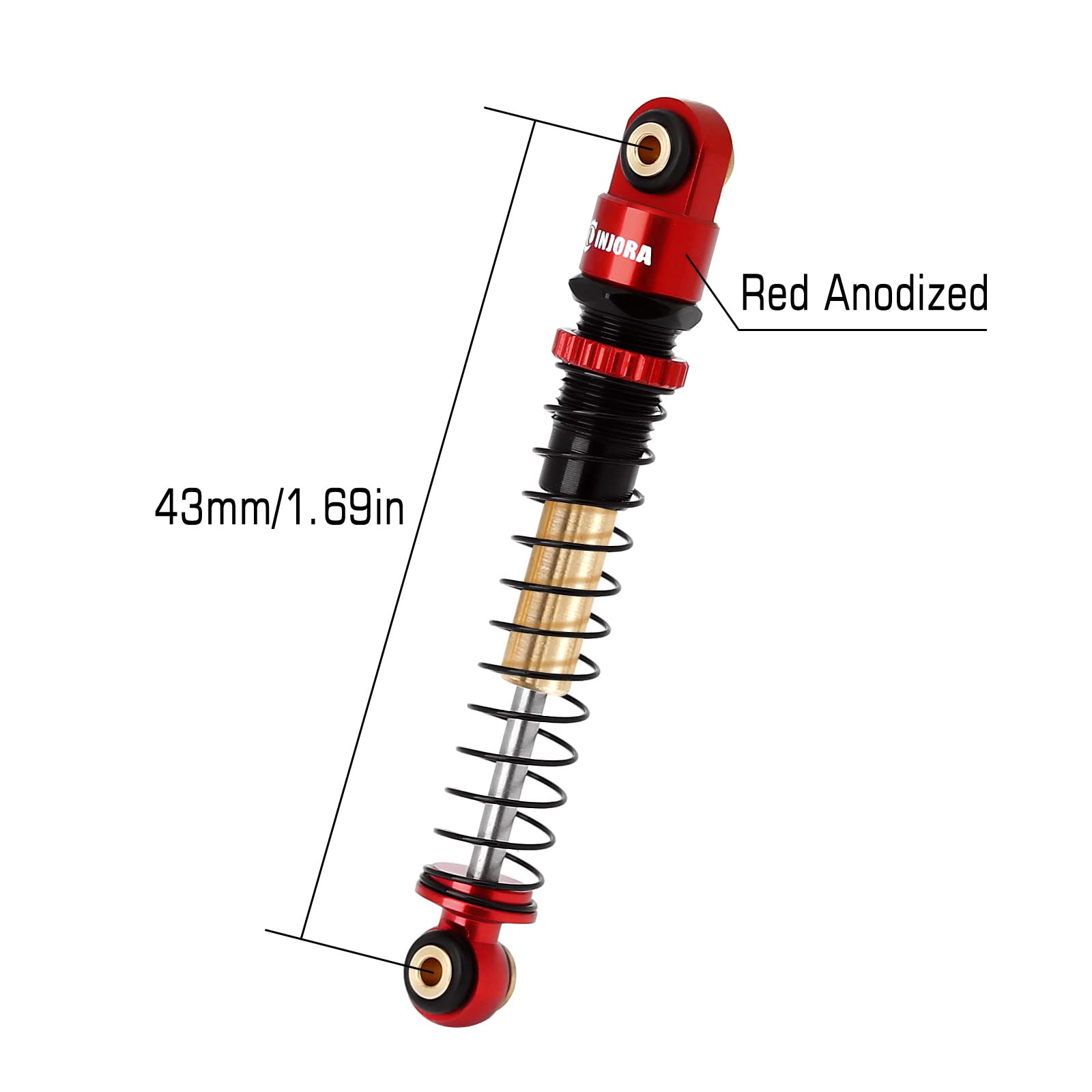 Foto 4 | Amortiguadores Injora 43mm De Aluminio Para Scx24 Axi90081 1/24 - Venta Internacional.