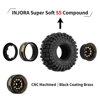 Foto 4 | Juego De Neumáticos Injora Black Coating Brass 1.0 Para 1/24 1/18 Rc - Venta Internacional.