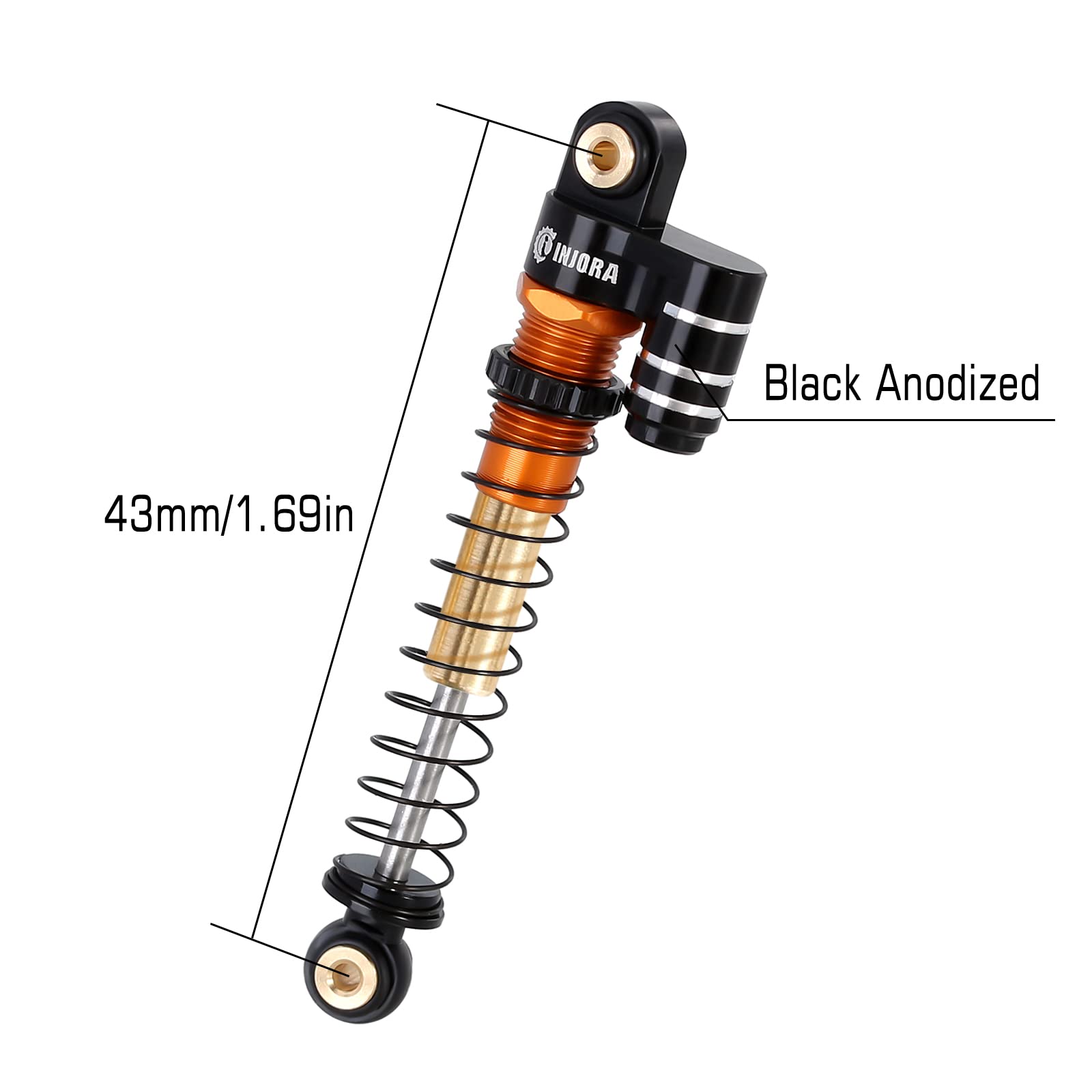 Foto 3 pulgar | Amortiguadores Injora De Aluminio De 43 Mm Para Axial Scx24 (dorado) - Venta Internacional.